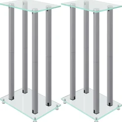 Luidsprekerstandaards 2 st 4 pijlers gehard glas kleurig>vidaXL Hot