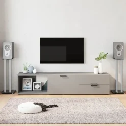 Elektronica*vidaXL Luidsprekerstandaards 2 st 3 pijlers gehard glas zwart zilver Zwart en zilver