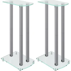 Elektronica*vidaXL Luidsprekerstandaards 2 st 3 pijlers gehard glas kleurig Zilver