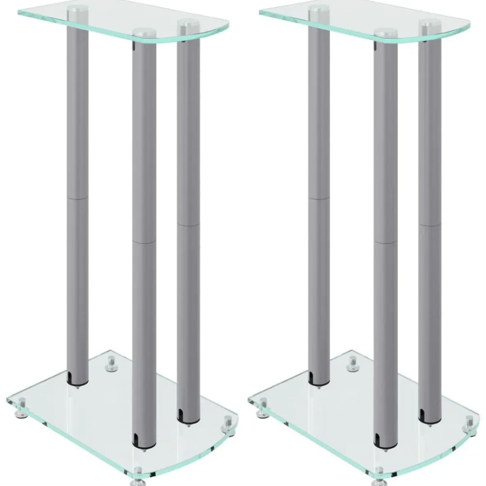 Elektronica*vidaXL Luidsprekerstandaards 2 st 3 pijlers gehard glas kleurig Zilver