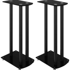 Elektronica*vidaXL Luidsprekerstandaards 2 st 3 pijlers gehard glas Zwart