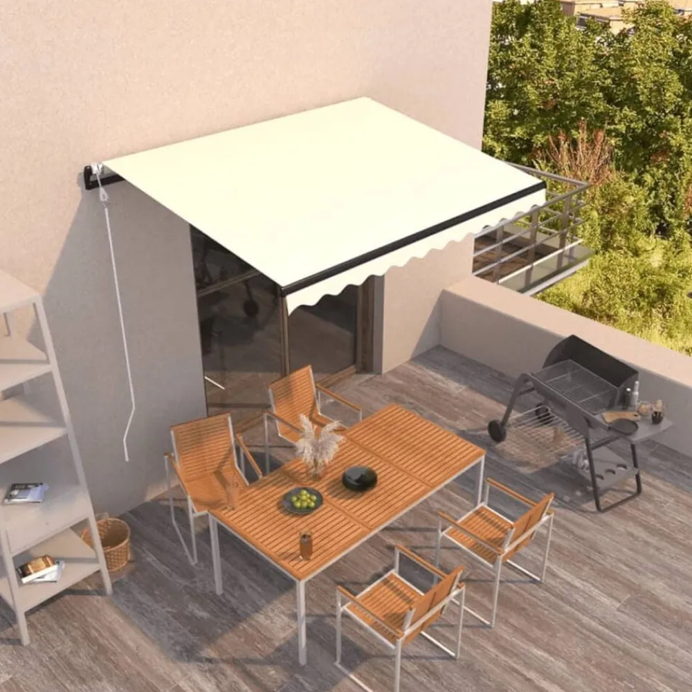 Tuin & Gazon*vidaXL Luifel automatisch uittrekbaar 350x250 cm crèmekleurig Crème