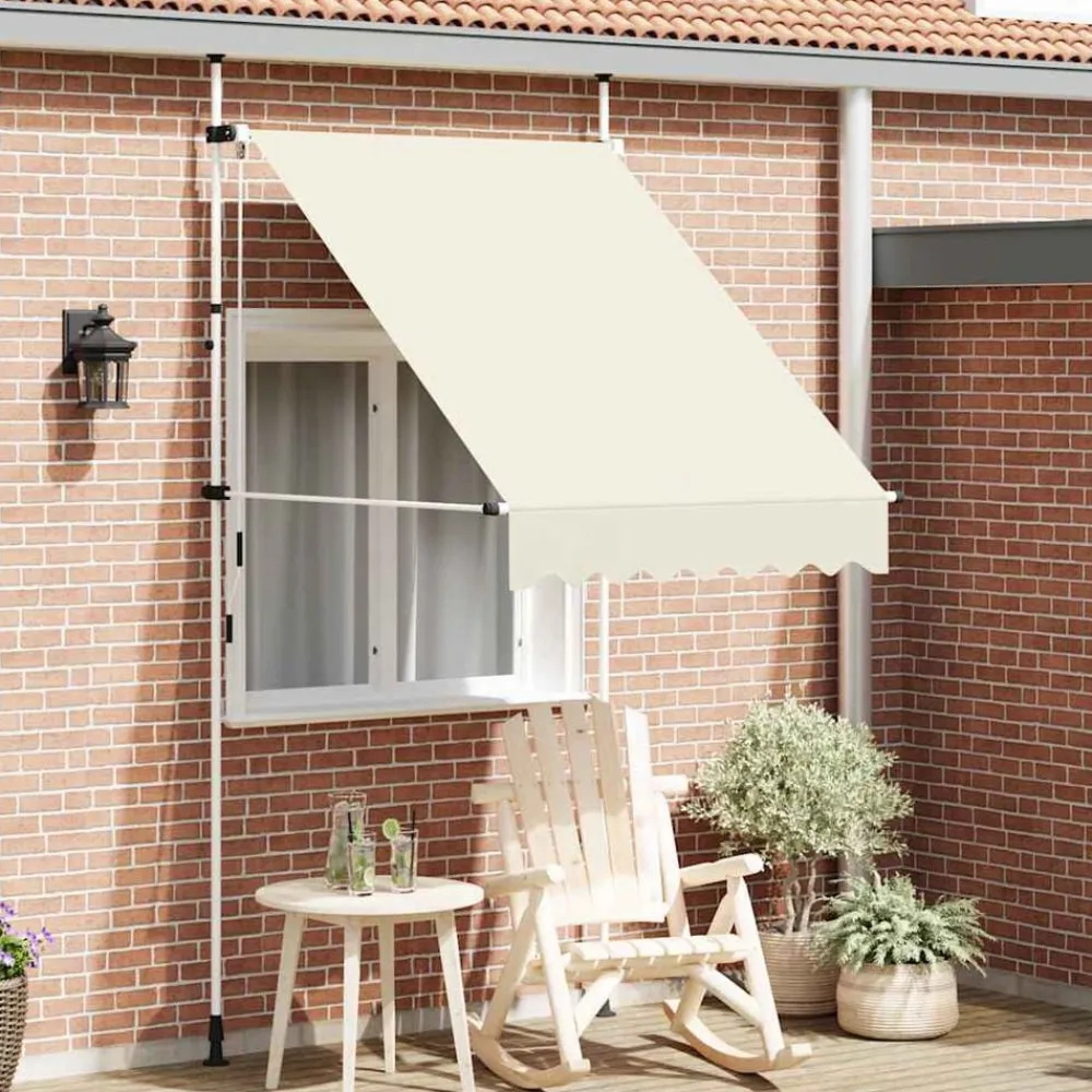 Tuin & Gazon*vidaXL Luifel handmatig uittrekbaar 150 cm crème Crème