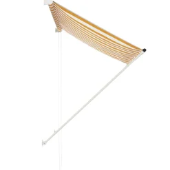 Tuin & Gazon*vidaXL Luifel uittrekbaar 150x150 cm Geel en wit