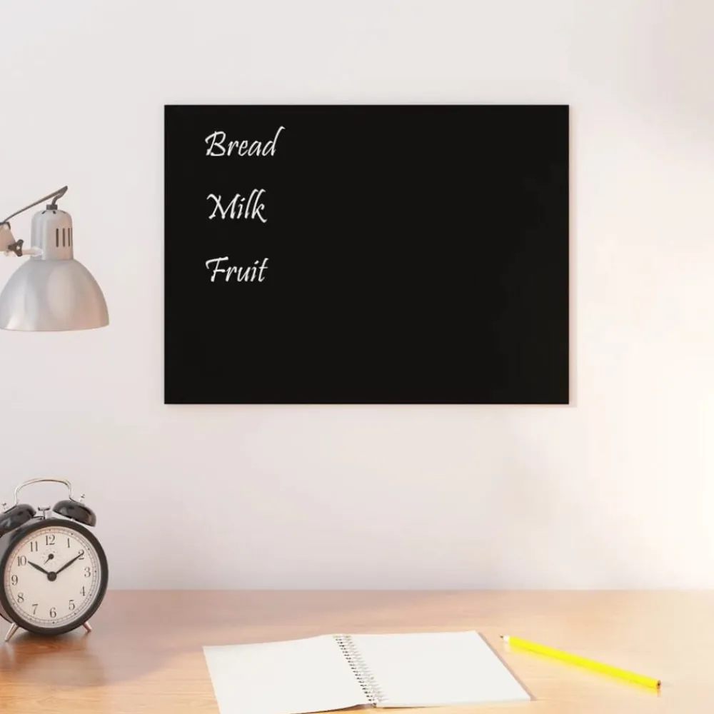 Kantoorartikelen*vidaXL Magneetbord voor aan de wand 40x30 cm gehard glas Zwart