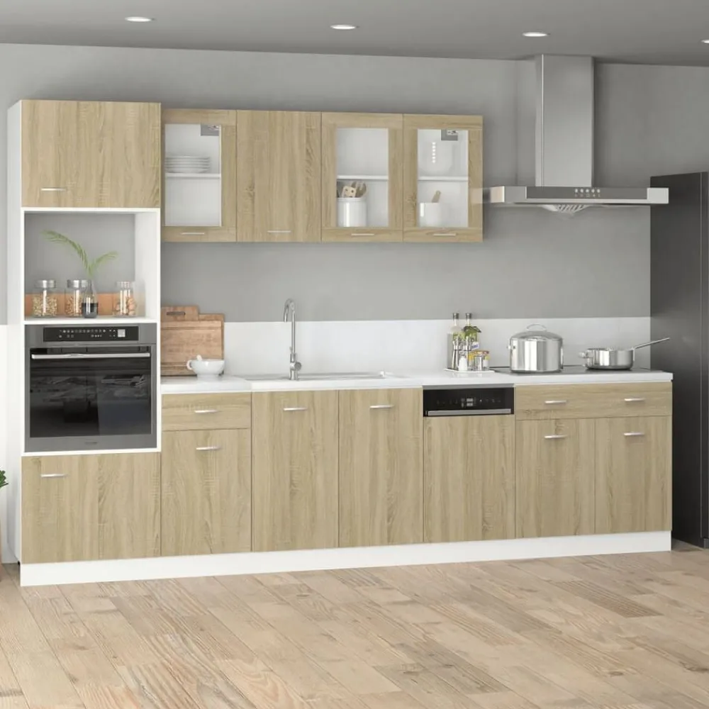 Kasten & Opbergmeubelen*vidaXL Magnetronkast Lyon 60x57x207 cm bewerkt hout kleurig Sonoma eiken