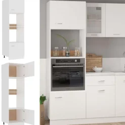 Kasten & Opbergmeubelen*vidaXL Magnetronkast Lyon 60x57x207 cm bewerkt hout Wit