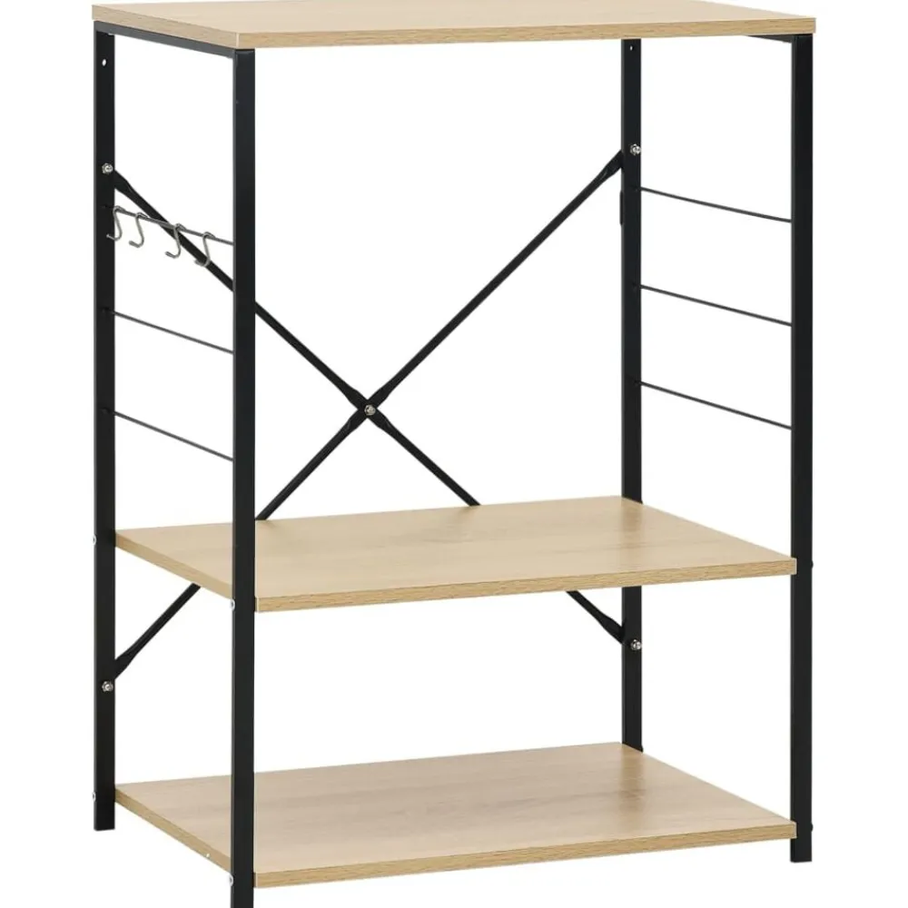 Keuken & Eetkamer*vidaXL Magnetronkast 60x39,6x79,5 cm bewerkt hout kleur Zwart en eiken
