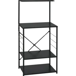 Keuken & Eetkamer*vidaXL Magnetronkast 60x39,6x123 cm bewerkt hout Zwart
