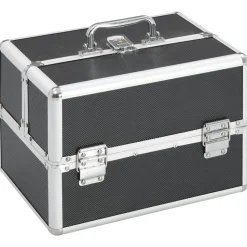 Bagage & Tassen*vidaXL Make-up koffer 22x30x21 cm aluminium Zwart