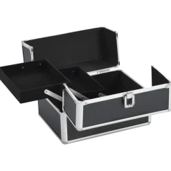Bagage & Tassen*vidaXL Make-up koffer 22x30x21 cm aluminium Zwart