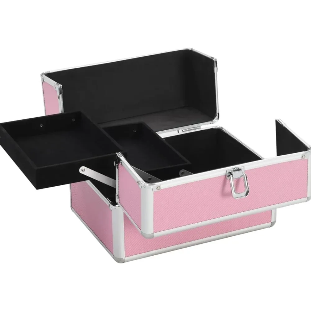 Make-up koffer 22x30x21 cm aluminium>vidaXL Hot