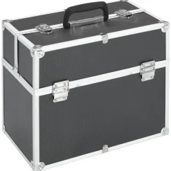 Bagage & Tassen*vidaXL Make-up koffer 38x23x34 cm aluminium Zwart