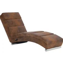 Stoelen*vidaXL Massage chaise longue kunstsuède Bruin