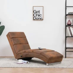 Stoelen*vidaXL Massage chaise longue kunstsuède Bruin