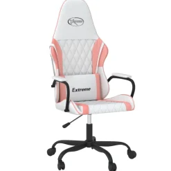 Stoelen*vidaXL Massage gamestoel kunstleer Wit en roze