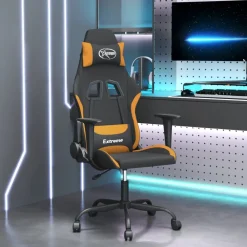 Massage gamestoel stof zwart en oranje>vidaXL Best