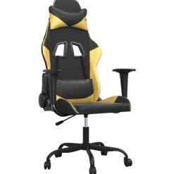 Stoelen*vidaXL Massage gamestoel kunstleer kleurig Zwart en goud