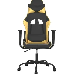 Stoelen*vidaXL Massage gamestoel kunstleer kleurig Zwart en goud