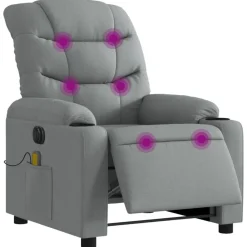 Stoelen*vidaXL Massagestoel elektrisch verstelbaar stof Lichtgrijs