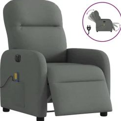 Stoelen*vidaXL Massagestoel elektrisch verstelbaar stof Donkergrijs