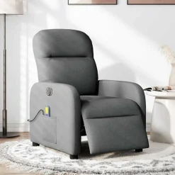 Stoelen*vidaXL Massagestoel elektrisch verstelbaar stof Donkergrijs