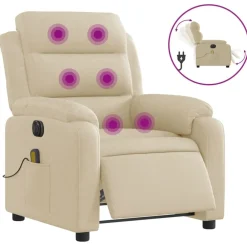 Massagestoel elektrisch verstelbaar stof crèmekleurig>vidaXL Hot