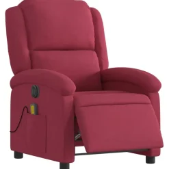 Stoelen*vidaXL Massagestoel elektrisch verstelbaar fluweel Wijnrood