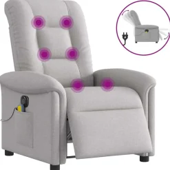 Massagestoel elektrisch verstelbaar stof wolk grijs>vidaXL Sale