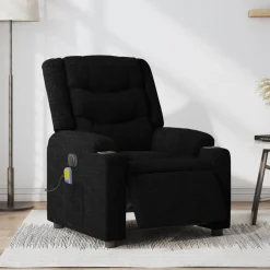 Stoelen*vidaXL Massagestoel elektrisch verstelbaar stof Zwart