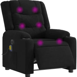 Stoelen*vidaXL Massagestoel elektrisch verstelbaar stof Zwart