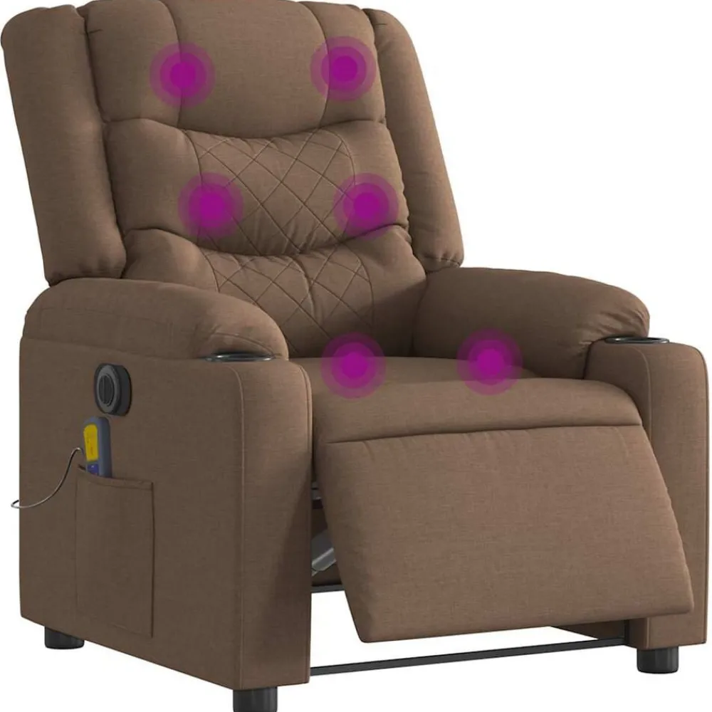 Stoelen*vidaXL Massagestoel elektrisch verstelbaar stof Bruin