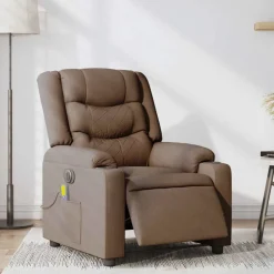 Stoelen*vidaXL Massagestoel elektrisch verstelbaar stof Bruin