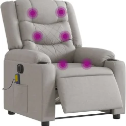 Stoelen*vidaXL Massagestoel elektrisch verstelbaar stof wolk grijs Wolkengrijs