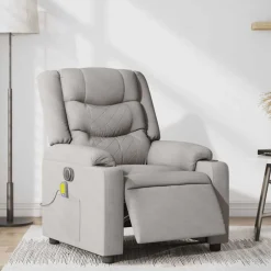 Stoelen*vidaXL Massagestoel elektrisch verstelbaar stof wolk grijs Wolkengrijs