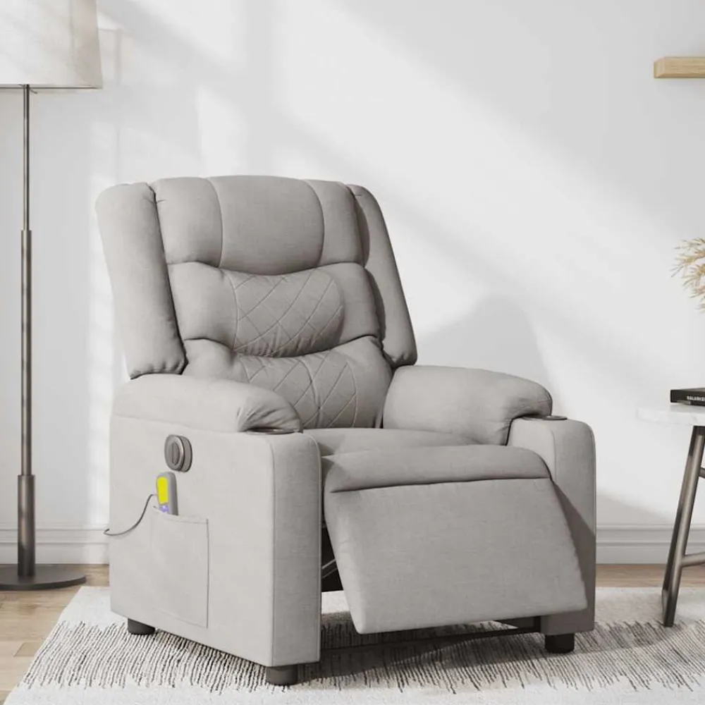 Stoelen*vidaXL Massagestoel elektrisch verstelbaar stof wolk grijs Wolkengrijs