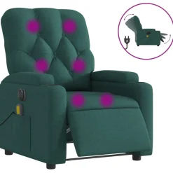 Stoelen*vidaXL Massagestoel elektrisch verstelbaar stof Donkergroen