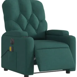 Stoelen*vidaXL Massagestoel elektrisch verstelbaar stof Donkergroen