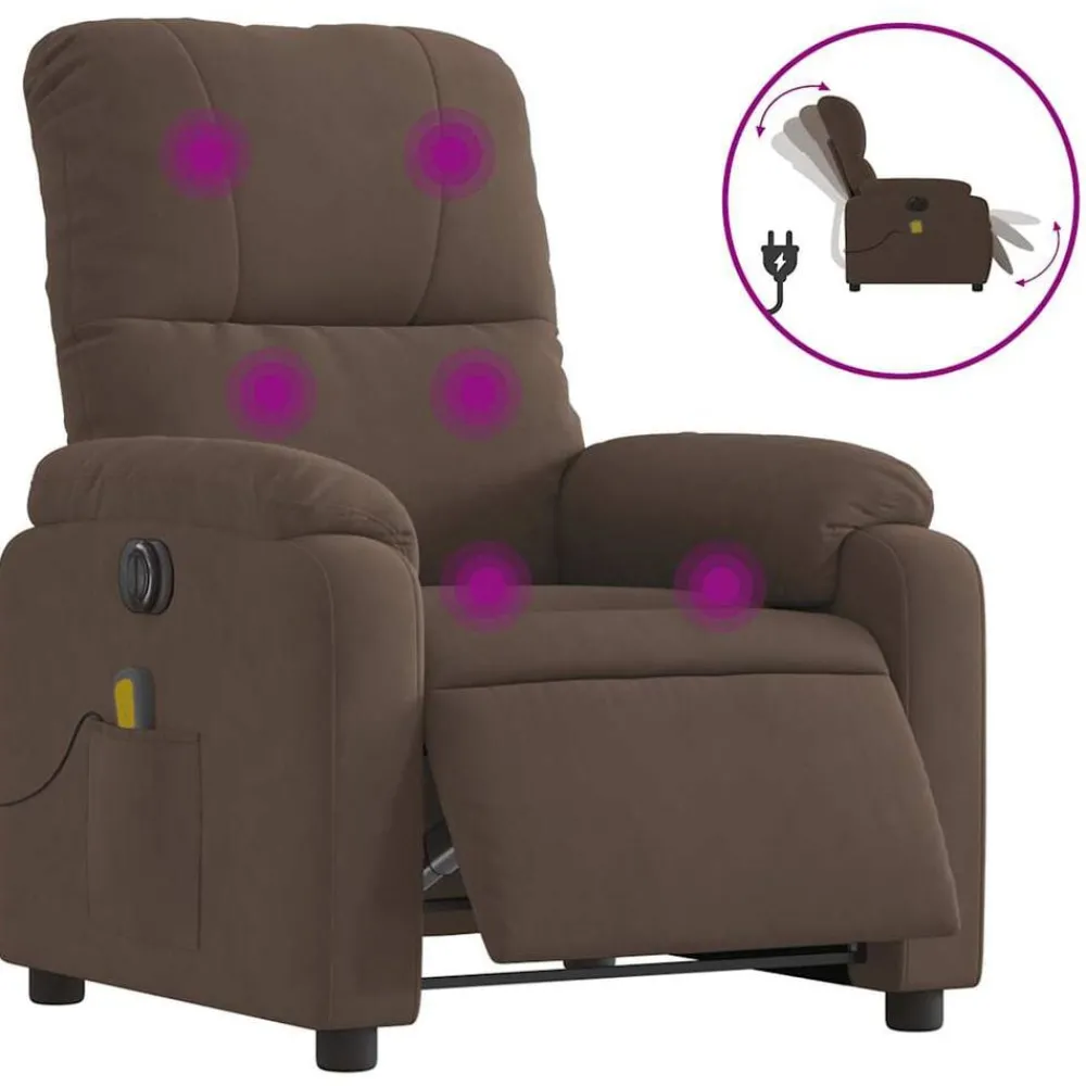 Stoelen*vidaXL Massagestoel elektrisch verstelbaar microvezelstof Bruin