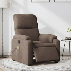 Stoelen*vidaXL Massagestoel elektrisch verstelbaar microvezelstof Bruin