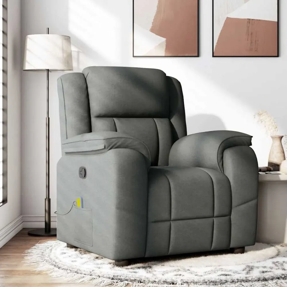 Massagestoel in donkergrijze stof>vidaXL Clearance