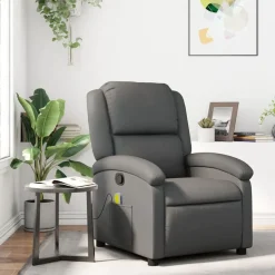 Stoelen*vidaXL Massagestoel van kunstleer Grijs
