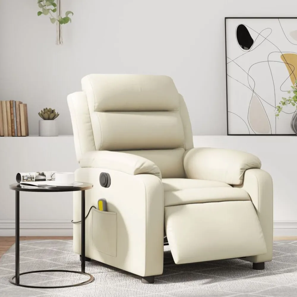 Stoelen*vidaXL Massagestoel verstelbaar elektrisch kunstleer crèmekleurig Crème