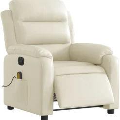 Stoelen*vidaXL Massagestoel verstelbaar elektrisch kunstleer crèmekleurig Crème