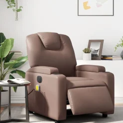 Stoelen*vidaXL Massagestoel verstelbaar elektrisch kunstleer Bruin