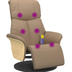 Stoelen*vidaXL Massagestoel verstelbaar met voetensteun kunstleer Cappuccino