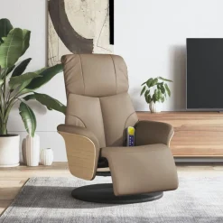Stoelen*vidaXL Massagestoel verstelbaar met voetensteun kunstleer Cappuccino