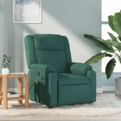 Stoelen*vidaXL Massagestoel verstelbaar stof Donkergroen