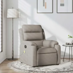 Stoelen*vidaXL Massagestoel verstelbaar stof Taupe