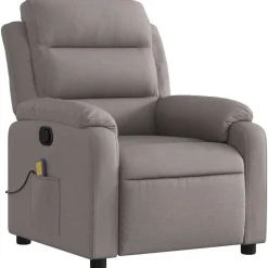 Stoelen*vidaXL Massagestoel verstelbaar stof Taupe